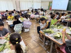 とうもろこしの皮むき